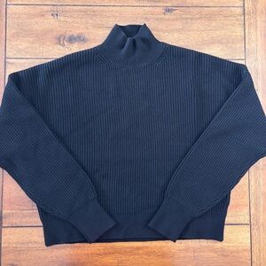 J Crew Black Cropped Mockneck Sweater